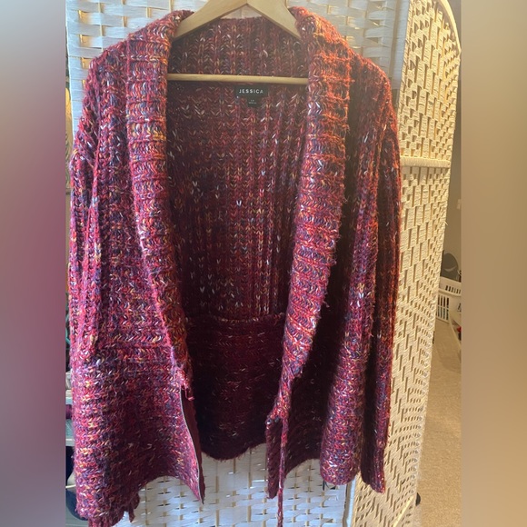 Jessica Soft Knit Red/Multi-Colour Sweater with Zipper Size 16 (14-16) - Picture 2 of 9